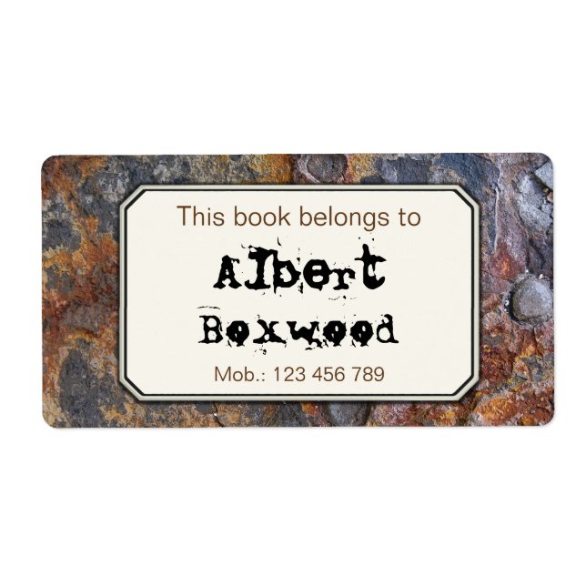 Étiquette Ce Livre Appartient À La Texture Rock De Nom Perso (Devant)