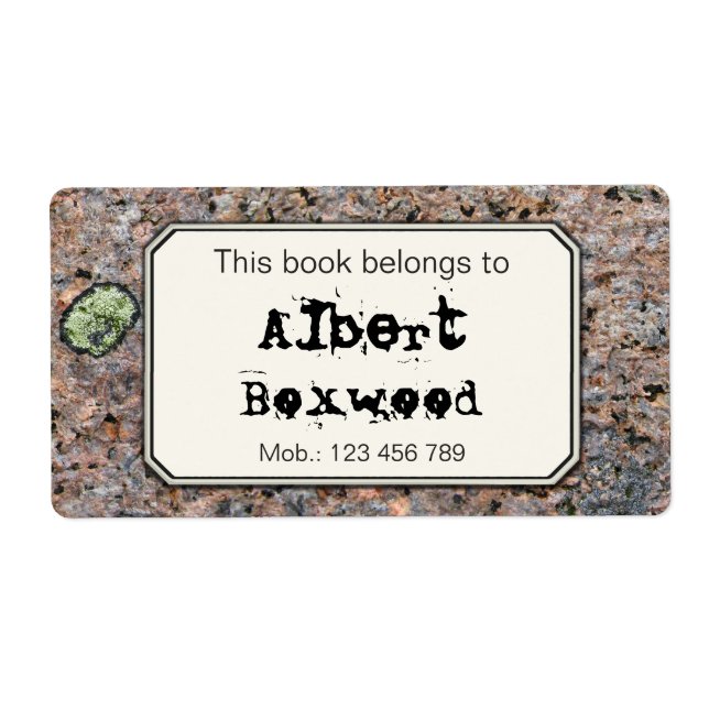 Étiquette Ce Livre Appartient À La Texture Rock De Nom Perso (Devant)