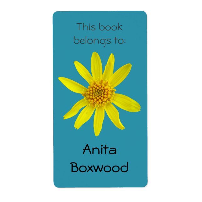 Étiquette Ce Livre Appartient À Nom Personnalisé Fleur Jaune (Devant)