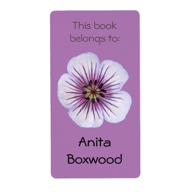 Étiquette Ce Livre Appartient À Nom Personnalisé Fleur Viole (Devant)