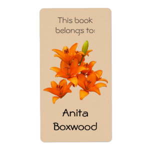Étiquette Ce livre appartient aux lis oranges nommés faits