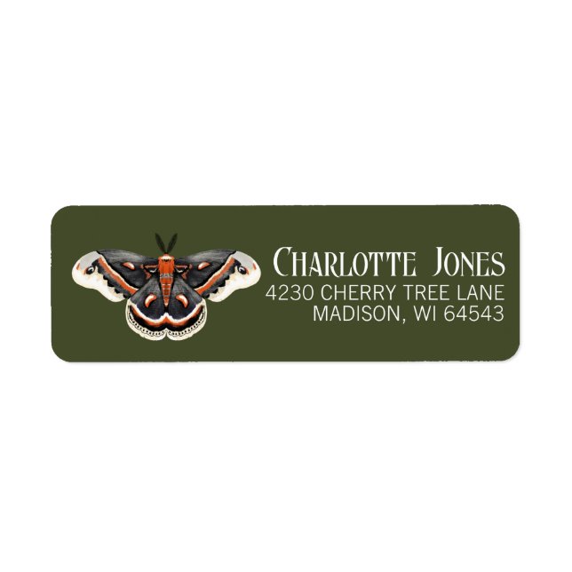 Étiquette Cecropia Moth Adresse de retour (Devant)