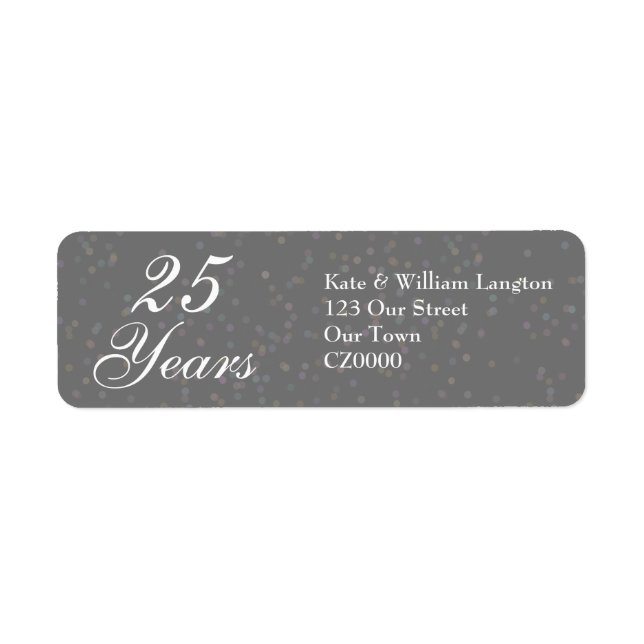 Étiquette Célébration de 25 ans de mariage avec confettis de (Devant)