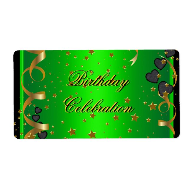 Étiquette Célébration de fête d'anniversaire vert citron (Devant)