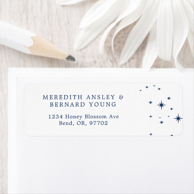 Étiquette Celestial Elegant Wedding White Return Address (En situation)