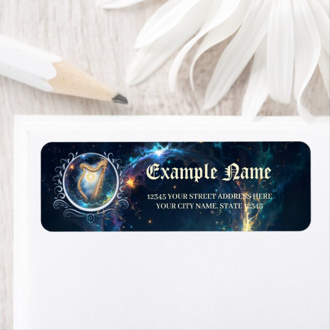 Étiquette Celestial Harp of the Moonbound Skies.  (En situation)