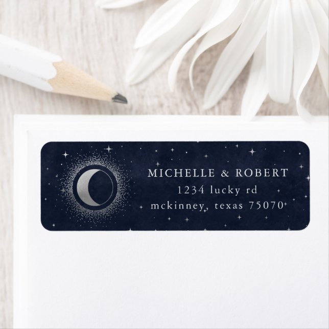 Étiquette celestial midnight blue Return Address Label (En situation)