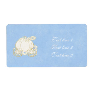 Étiquette Cendrillon Carrosse Doré Princesse Label Bleu
