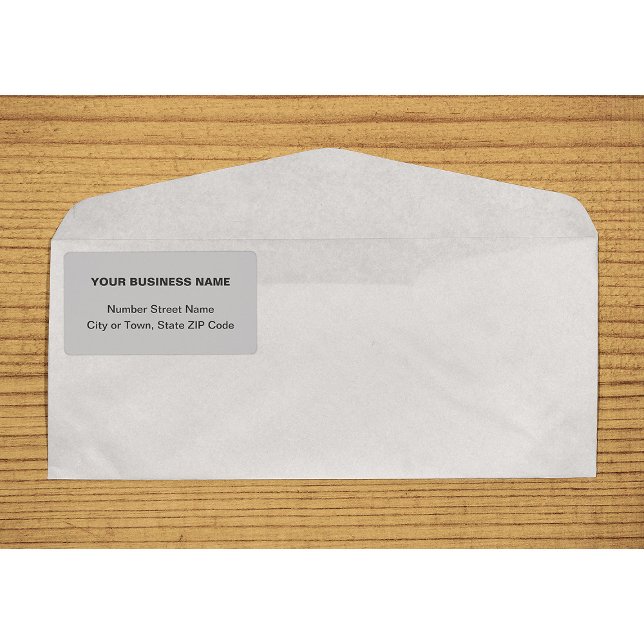Étiquette Centre Aligné Textes simples Livraison en gris d'e (Center aligned plain text business gray shipping label on envelope)
