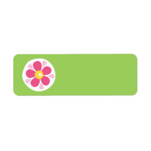 Étiquette Cercle blanc de fleur rose mignonne de ressort sur