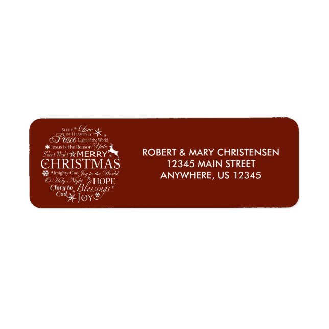 Étiquette Cercle de typographie des mots de Noël (Devant)