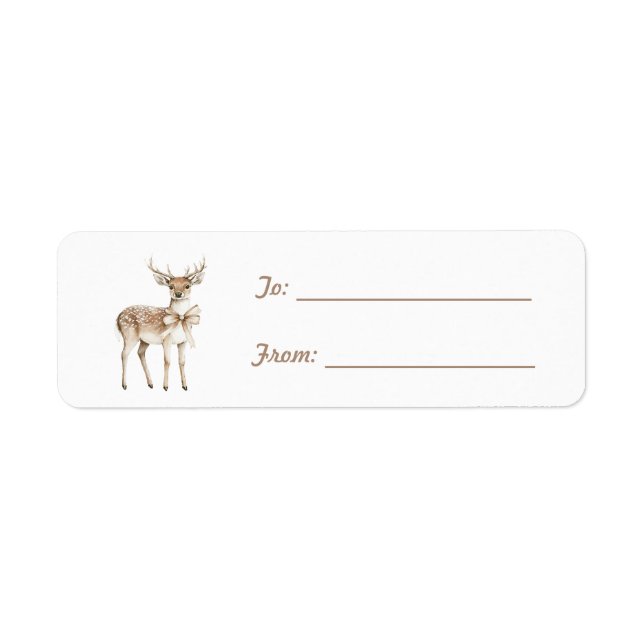 Étiquette Cerf avec Noël à l'arc  (Devant)