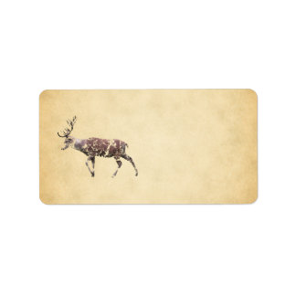 Étiquette Cerf avec un regard de grungy