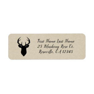 Étiquette Cerf Mâle Femelle Biche Mariage Bouleau Noir Rusti