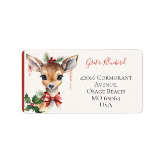 Étiquette Cerf mignon boho Noël personnalisé