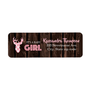 Étiquette Cerf tressé rose rustique C'est une fille Étiquett