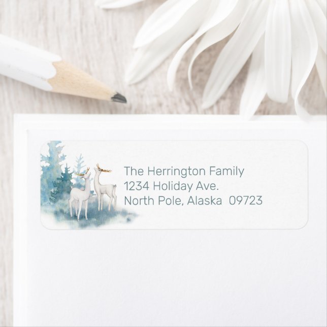 Étiquette Cerfs et pins des Pastels (En situation)