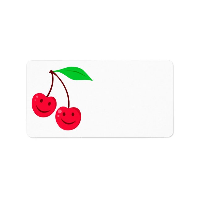 Étiquette cerises de visage heureuses (Devant)