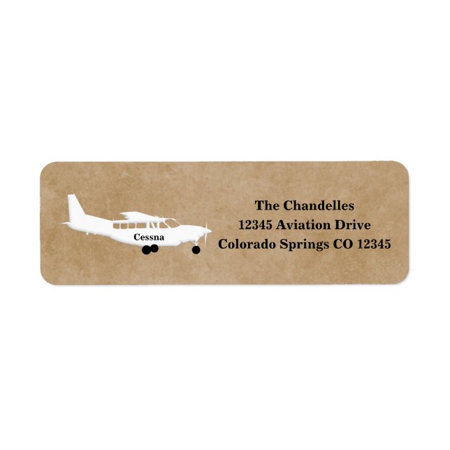 Étiquette Cessna Airplane Artistic Return Address Label (Devant)