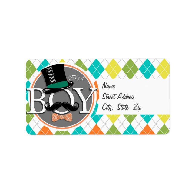 Étiquette C'est un garçon ! Jacquard coloré (Devant)