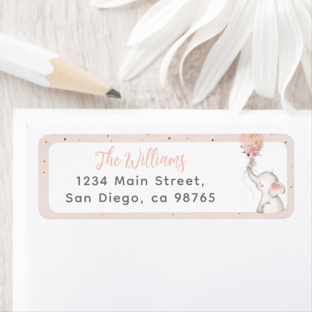 Étiquette C'est une fille simple Eléphant & Baby shower de b (En situation)