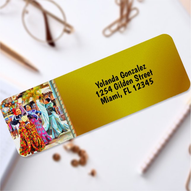 Étiquette Ceviche Mexican Festival Dancers 2549 Adresse (Créateur téléchargé)