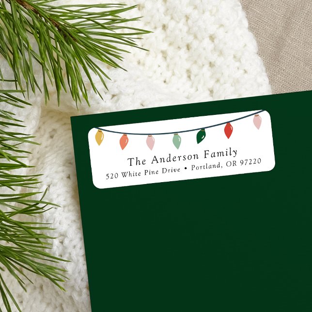 Étiquette Chaîne d'ampoules de Noël Adresse de retour (Créateur téléchargé)