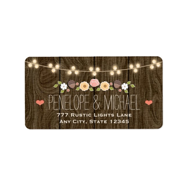 Étiquette Chaîne de lumière blanche Mariage de automne rusti (Devant)