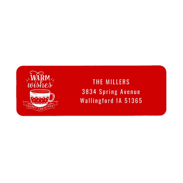 Étiquette Chaleureux Chaud Coupe Café cacao Rouge Blanc Étiq (Devant)