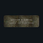 Étiquette Chalkboard Gold Silver Stars Adresse de retour<br><div class="desc">Un beau modèle cosmique pour la do-it-yourself Mariée. L'arrière - plan de l'étiquette d'adresse de retour affiche l'image peinte à la main du cosmos. Le texte simple et minimaliste commence par vos noms dans toutes les capitales. Votre adresse est en italique et mélange casquette et non casquette.Vous pouvez facilement remplacer...</div>