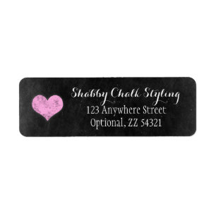 Étiquette Chalkboard Rustic Shabby Pink Heart Adresse de ret