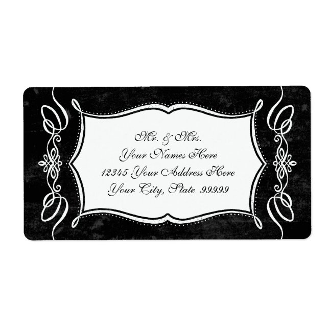 Étiquette Chalkboard Style Rustique Swirl Matching Adresse (Devant)