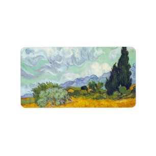 Étiquette Champ de maïs avec Cyprusses par Vincent van Gogh