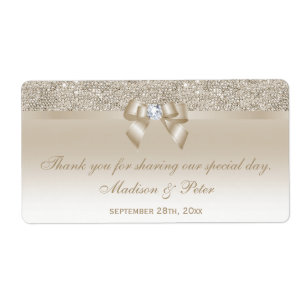Étiquette Champagne Sequins Bow Ribbon Diamond Favoriser