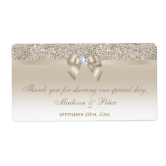 Étiquette Champagne Sequins Bow Ribbon Diamond Favoriser