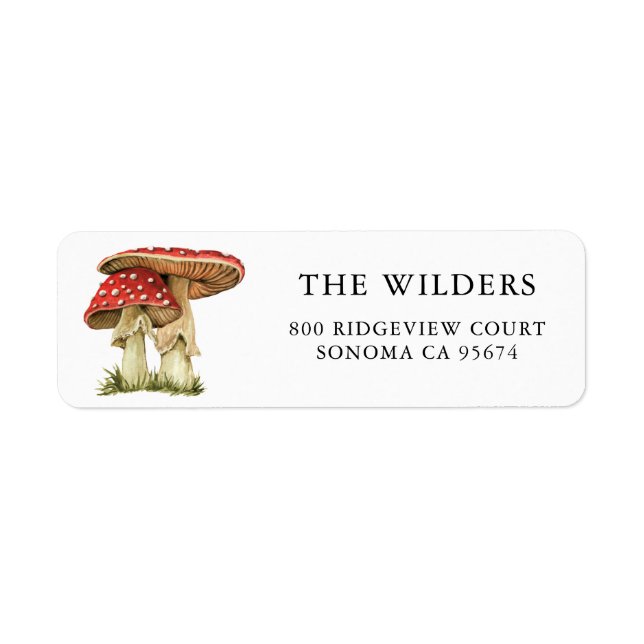 Étiquette Champignons de bois peint Adresse de retour (Devant)