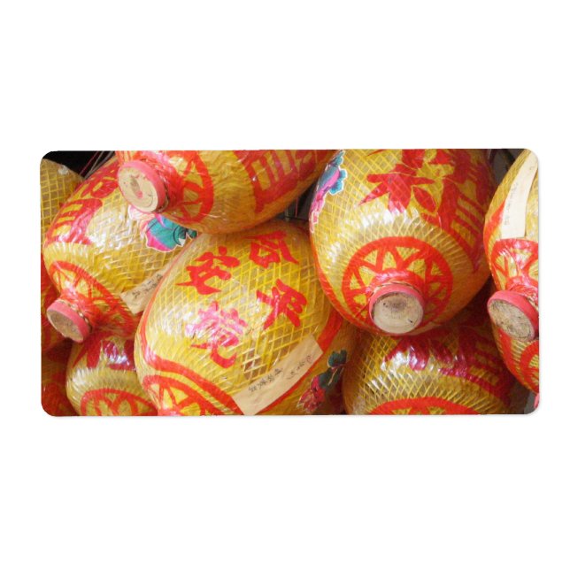 Étiquette Chanceux Lanternes en papier chinois (Devant)