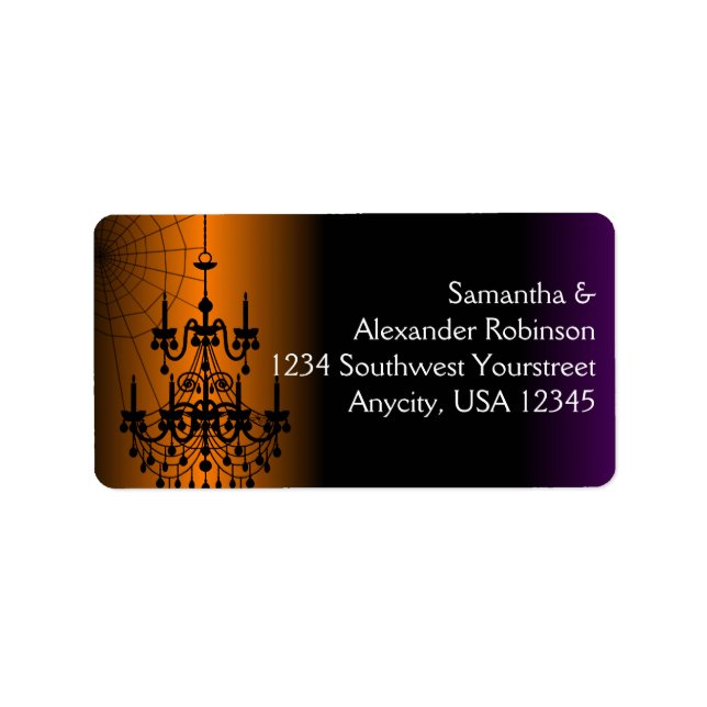 Étiquette Chandelier d'Halloween orange/noir (Devant)