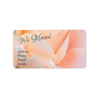 Étiquette Change of Address – Elegant Peach Rose Floral