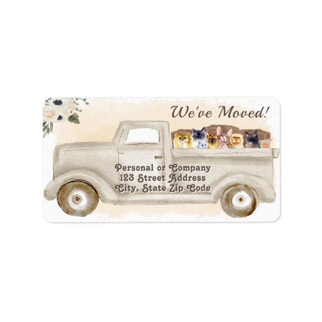 Étiquette Changement d'adresse, Chats, Adresse de retour (Devant)