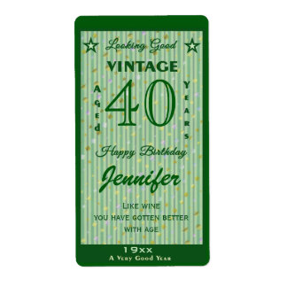 Étiquette Changez l'âge Vin d'anniversaire Personnalisé Vert