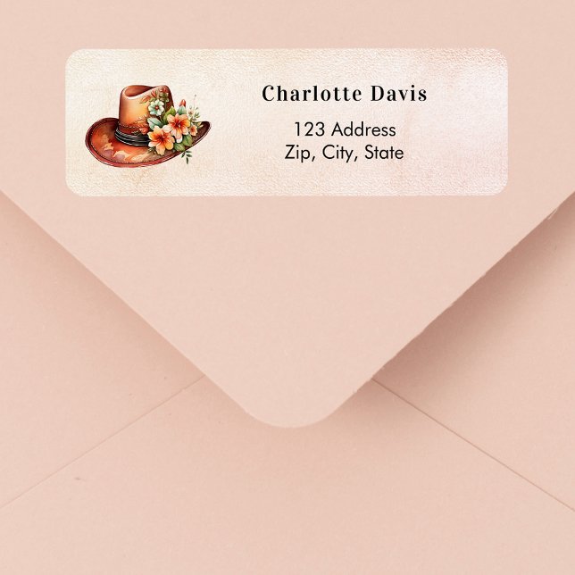 Étiquette Chapeau de cowgirl boho chic d'automne avec adress (Créateur téléchargé)