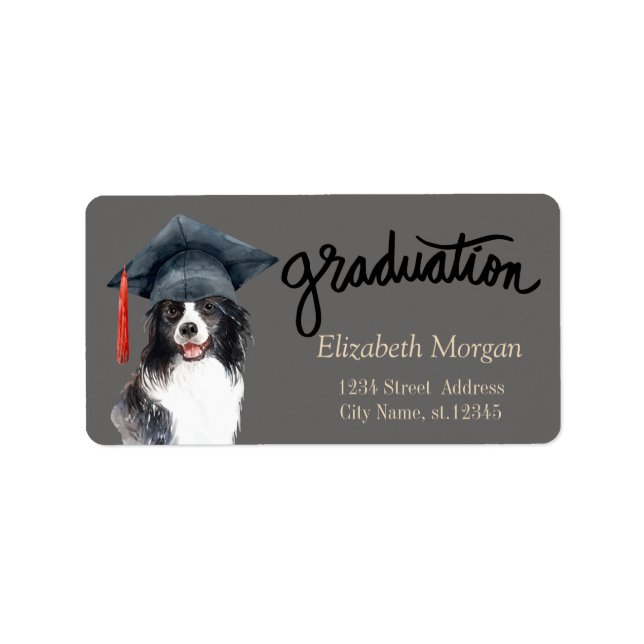 Étiquette Chapeau de diplômé de chien  (Devant)