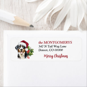 Étiquette Chapeau de Père Noël Chien de montagne suisse Noël