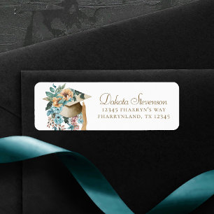 Étiquette Chapeau de remise des diplômes floral tropical et