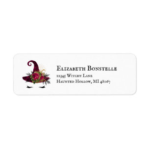 Étiquette Chapeau de sorcière rouge Halloween mignon Adresse