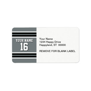 Étiquette Charcoal Black Wht Team Jersey Numéro personnalisé