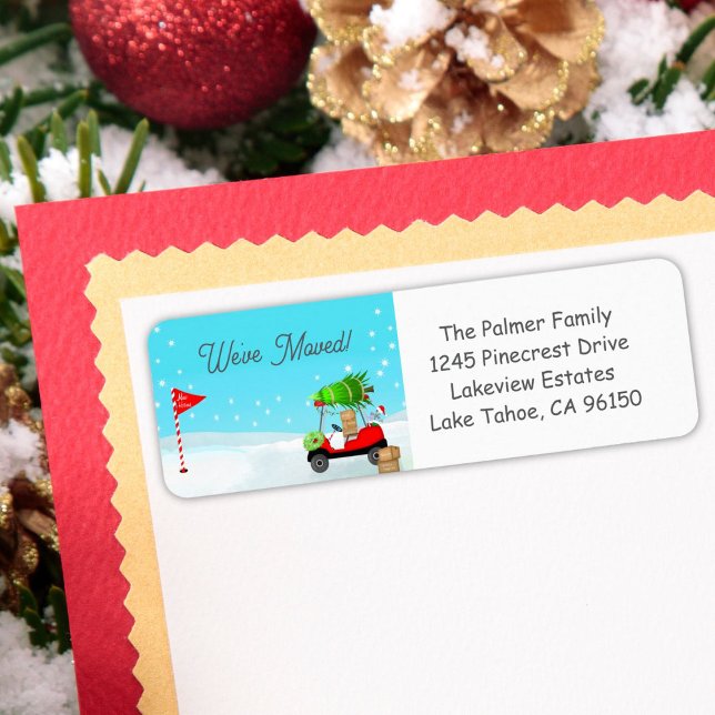 Étiquette Chariot de golf de Noël avec boîtes mobiles de gol (Créateur téléchargé)