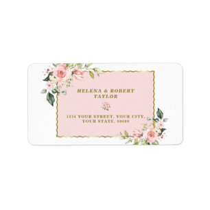 Étiquette Charm rose Fleurs rousses Or Sainte Communion