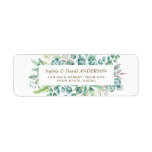 Étiquette Charm Watercolour Eucalyptus Foliage Address Label<br><div class="desc">Modern design featuring watercolour eucalyptus foliage around a banner shape,  on white background; on the back initials and the same design. Use Personalize tool to add your info. Matching items could be found in my Eucalyptus Collection.</div>